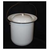 Vintage Enamel Pail with Lid