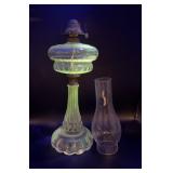 Glow glass Victorian era oil lamp