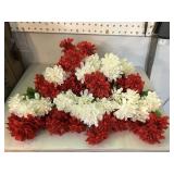 Silk flowers 18 stems total red and white.