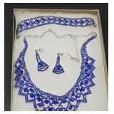 Brilliant Blue costume necklace earring bracelet