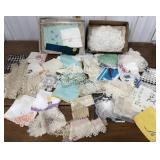 Assorted doilies, hankies, scarves etc *some