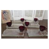 12pc anchor Hocking snack set ruby/clear - one