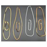 4 Stainless Steel Necklace Bracelet Sets - Gold,
