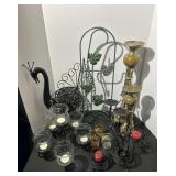 Candle holders. Metal decor. With tub.