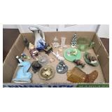 Box miniatures, delft vase, brass burner, Amber