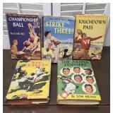 Vintage sports books with original dust jackets