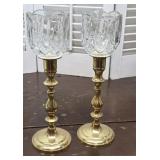 Pair India Brass candle sticks W/voltive cups