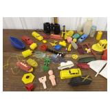 Assorted little toys- boats, cars, bottles etc