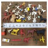 Horses, chickens, babies, assorted animals etc