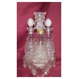 Antique Victorian EAPG Pattern Glass Cruet Set w/