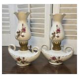 Pair Mini Moss Rose oil lamps
