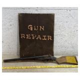 Wooden Gun Repair Sign w/ Toy Gun