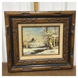 Signed landscape painting- beautiful wood frame