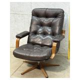 Mid- Century Leather Swivel Arm Chair