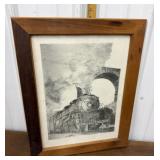 A. Trymoski framed train engine print