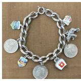 835, 800 Signed Charm Bracelet
