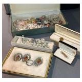 Box full of vintage jewelry