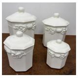 Ceramic canisters - 2 lids have cracks