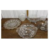 Glass egg plate, basket, 25th, 50th Anniversary