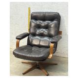 Mid- Century Leather Swivel Arm Chair
