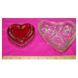 Antique Heart Shaped Glass Trinket Box & Cut