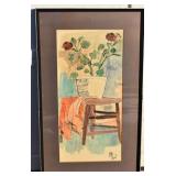 Artist signed framed watercolor painting