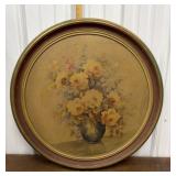 Maurice DeCamb? Floral art- large round frame