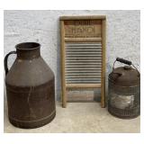 Crowleyï¿½s Cream Can, Washboard & Oil Can