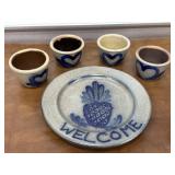 Salt glaze potter plate and lil pots