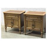 White -Pair of 1 Drawer 2 Door End Tables