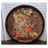 English tin floral tray