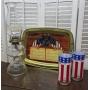Patriotic bicentennial tray, oil lamp, Arby