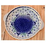Blue Rose Polish Pottery Pie Plate