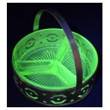 Vaseline Glass divided candy dish