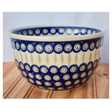 Polish Pottery Peacock Mixing Bowl