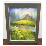 Canvas board - Daffodils & Barn by Stone