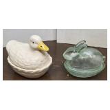 2 critters on a nest - Bunny & duck