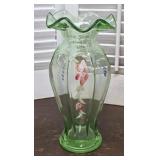 Pretty green art glass vase