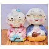 Vintage Japan Ceramic Bobblehead Old Couple