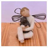 Willow Tree Angel holding Dog Figurine