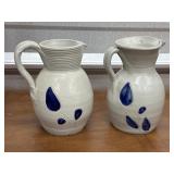 2 Williamsburg pottery pitchers Incised