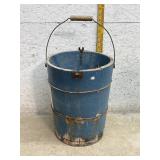 Wooden Ice cream Bucket - old blue paint- loose