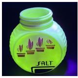 Glow glass Fire King Vitrock salt shaker - Glows