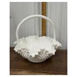 Fenton? Milk glass hobnail basket