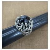 Sterling silver signed filigree art ring