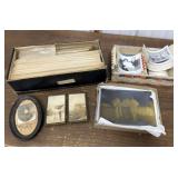 Glass negatives, photographs, box of negatives