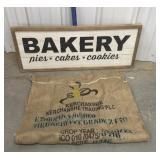 Bakery sign, grain sack