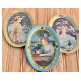 3 Small Coca-Cola tip Trays 1973