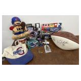 NY Giants - signed football, Super Bowl pin,
