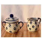 Polish Pottery Cream & Sugar